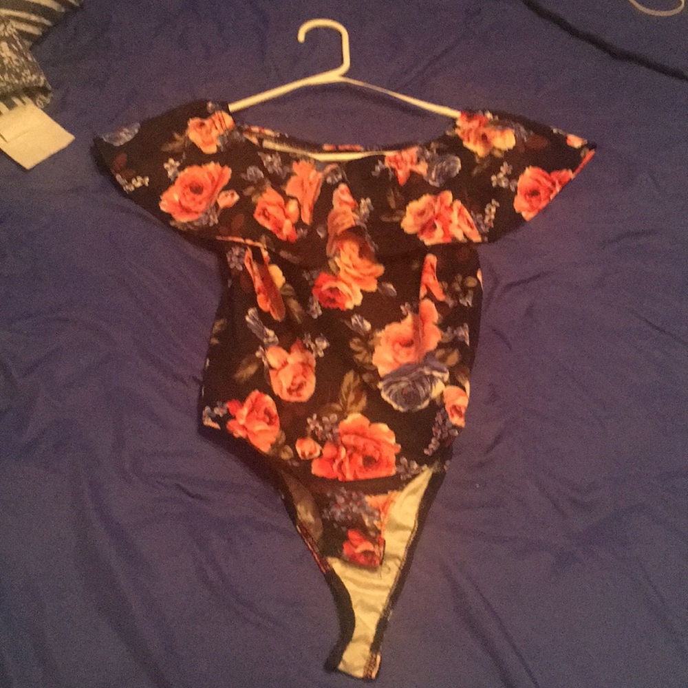 off the shoulder floral bodysuit